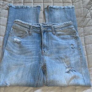 NWOT Risen Light Blue Distressed Flair Women Jeans